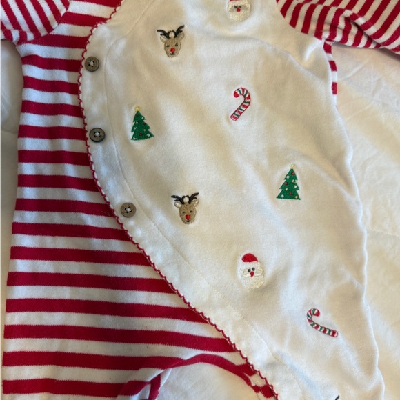 Mud Pie Red and White Striped Holiday Christmas Footie - Picture 4 of 5